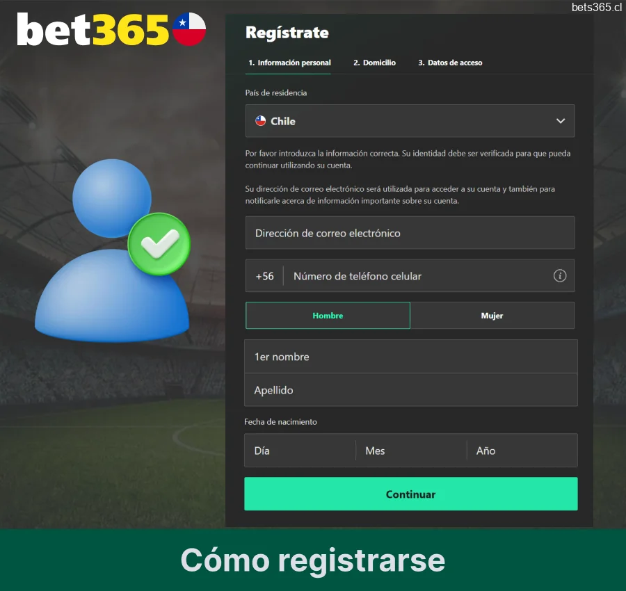 Registro fácil en Bet365